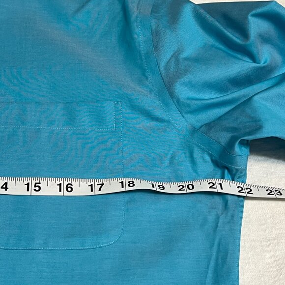 NWT Nordstrom Men's Dress Shirt 15.5 Trim Fit Non-Iron Teal Bird Supima Cotton - Picture 7 of 8